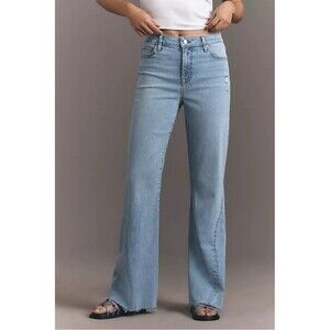 Fidelity Jeans Womens Lotus Twist High Wide Raw Hem Angel Blue Size 26